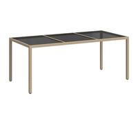 vidaXL Tavolo Giardino Beige 190x90x75 cm Vetro Temperato Polyrattan