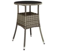 vidaXL Tuintafel Ø60x75 cm gehard glas en poly rattan grijs