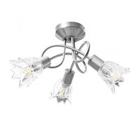 VidaXL Tulip Lampada da Soffitto con Paralumi in Vetro 3xE14 Acciaio Cromato