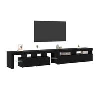 vidaXL Mobile TV 2 PCS Rovere Nero 260 x 37 x 40 cm Legno Multistrato, Soggiorno, Armadio Moderno Rettangolare, Stand TV, Console, Centro intrattenimento, mensole in Vetro, Funzionale