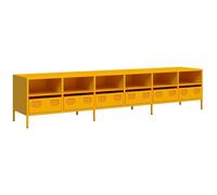 vidaXL Mobile TV Giallo Senape 202x39x43,5cm Acciaio Laminato a Freddo, Supporto TV, Mobile HiFi, consolle TV, credenza TV