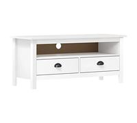 vidaXL Mobile Porta TV Hill Base per Televisione Supporto per Impianto Stereo Mobiletto per Sistemi Audio Bianco 110x40x47 cm in Legno di Pino