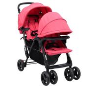 vidaXL Tweelingkinderwagen tandem staal rood