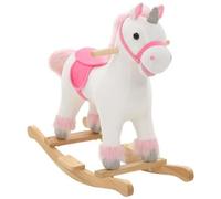 vidaXL Unicorno a Dondolo in Peluche 65x32x58 cm Bianco e Rosa