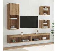 vidaXL Unità a muro per TV con LED 5 pcs Rovere artigianale