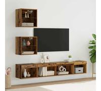 vidaXL Unità a muro per TV con LED 5 pz Legno vecchio