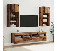 vidaXL Unità a muro per TV con LED 5 pz Legno vecchio