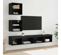 vidaXL Unità a muro per TV con LED 5 pz Rovere Nero