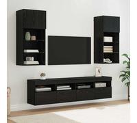vidaXL Unità a muro per TV con LED 5 pz Rovere Nero Legno multistrato