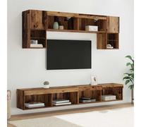vidaXL Unità a muro per TV con LED 6 pz Legno vecchio