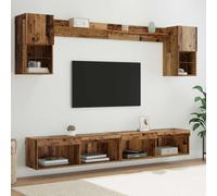 vidaXL Unità a muro per TV con LED 6 pz Legno vecchio