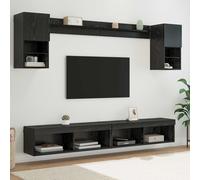 vidaXL Unità a muro per TV con LED 6 pz Rovere Nero