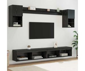vidaXL Unità a muro per TV con LED 6 pz Rovere Nero