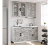 vidaXL Unità Cucina KALMAR 4 pz Grigio Cemento Legno ingegnerizzato