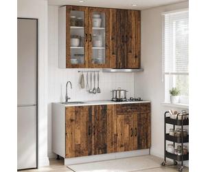 vidaXL Unità Cucina KALMAR 4 pz Legno antico Legno ingegnerizzato