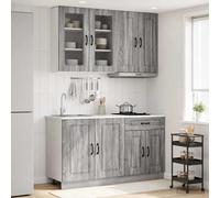 vidaXL Unità Cucina KALMAR 4 pz Sonoma grigio Legno ingegnerizzato