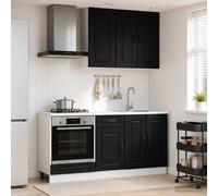 vidaXL Unità Cucina KALMAR 5 pz Nero Legno ingegnerizzato