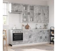 vidaXL Unità Cucina KALMAR 8 pcs Grigio Cemento Legno ingegnerizzato, Design cucina moderno, unità regolabile, eleganza nel riporre, scaffalature personalizzabili per la casa