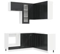 vidaXL Unità Cucina KALMAR 8 pcs Nero Legno ingegnerizzato, Stile in cucina, armadi personalizzabili, design funzionale, allestimento sicuro, risparmio di spazio, idee moderne