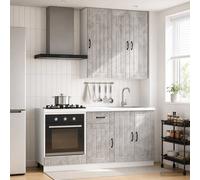 vidaXL Unità Cucina LUCCA 5 pz Grigio Cemento Legno ingegnerizzato