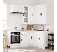 vidaXL Unità Cucina LUCCA 8 pcs Bianco Lucido Legno ingegnerizzato