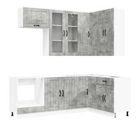 vidaXL Unità Cucina LUCCA 8 pcs Grigio Cemento Legno ingegnerizzato