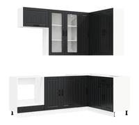 vidaXL Unità Cucina LUCCA 8 pcs Nero Legno ingegnerizzato