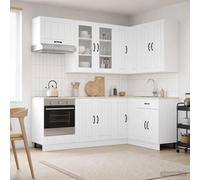 vidaXL Unità Cucina LUCCA 8 pz Bianco Lucido Legno ingegnerizzato