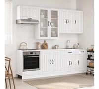 vidaXL Unità Cucina LUCCA 8 pz Bianco Lucido Legno ingegnerizzato