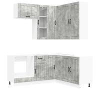 vidaXL Unità Cucina LUCCA 8 pcs Grigio Cemento Legno ingegnerizzato, Storage in Cucina, Soluzione Compatta, Organizzatore Moderno, Armadietto Funzionale, Unità Regolabile, Risparmia Spazio