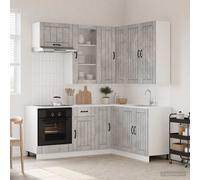 vidaXL Unità Cucina LUCCA 8 pcs Grigio Cemento Legno ingegnerizzato, Storage in Cucina, Soluzione Compatta, Organizzatore Moderno, Armadietto Funzionale, Unità Regolabile, Risparmia Spazio