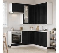 vidaXL Unità Cucina LUCCA 8 pcs Nero Legno ingegnerizzato, Storage in Cucina, Soluzione Compatta, Organizzatore Moderno, Armadietto Funzionale, Unità Regolabile, Risparmia Spazio
