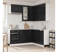 vidaXL Unità Cucina LUCCA 8 pcs Nero Legno ingegnerizzato, Storage in Cucina, Soluzione Compatta, Organizzatore Moderno, Armadietto Funzionale, Unità Regolabile, Risparmia Spazio