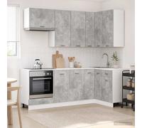 vidaXL Unità Cucina LYON 8 pz Grigio Cemento Legno ingegnerizzato