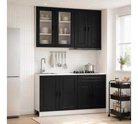 vidaXL Unità Cucina PORTO 4 pz Nero Legno ingegnerizzato