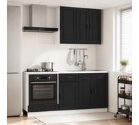 vidaXL Unità Cucina PORTO 5 pz Nero Legno ingegnerizzato