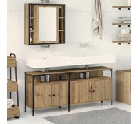 vidaXL Unità da Bagno 3 pcs Marrone 80 x 30 x 60 cm Legno multistrato
