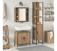 vidaXL Unità da Bagno con lo scaffale 3 pcs Marrone Legno multistrato