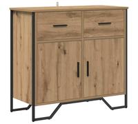 vidaXL Unità di conservazione moderna in legno ingegnerizzato e acciaio con finitura opaca, 79,5 x 35,5 x 74,5 cm. Ha porte a battente ampie, superficie testurizzata e maniglie nere. Perfetta per l'