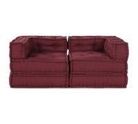 vidaXL Unità di Divano Modulare 2 pz Tessuto Bordeaux 140 x 70 x 56 cm