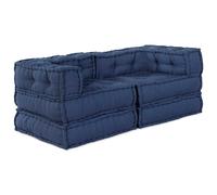 vidaXL Unità di Divano Modulare 2 pz Tessuto Indaco 140 x 70 x 56 cm