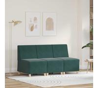 vidaXL Unità di Divano Modulare Senza Braccioli 3 pcs Verde scuro