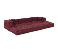 vidaXL Unità di Divano Modulare 3 pcs Bordeaux Tessuto, Divano moderno, traspirante, seduta flessibile, poltrona in tessuto, arredo versatile, design minimalista