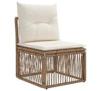 vidaXL Unità divano senza braccioli Beige polyrattan, Sofa rustico per esterni, resistente alle intemperie, in rattan sintetico, cuscini in schiuma, facile da pulire