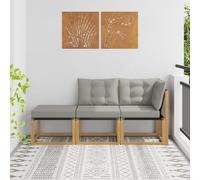 vidaXL Unità Divano Sezionale con cuscino 3 Pezzo Bianco, Mobili da balcone in legno di acacia, set lounge resistente per esterni, design alla moda, resistente agli agenti atmosferici