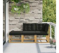vidaXL Unità Divano Sezionale con cuscino 3 Pezzo Bianco, Mobili da balcone in legno di acacia, set lounge resistente per esterni, design alla moda, resistente agli agenti atmosferici
