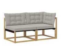 vidaXL Unità Divano Sezionale con cuscino Bianco 162,5 x 83 x 73 cm, Mobili da balcone, stile esterno moderno, set lounge in legno massello di acacia per relax e comfort versatile nel giardino