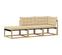 vidaXL Unità Divano Sezionale con cuscino Bianco 241,5 x 83 x 73 cm, Mobili da balcone, stile esterno moderno, set lounge in legno massello di acacia per relax e comfort versatile nel giardino