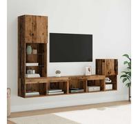 vidaXL Unità per TV a Muro 4 pz Legno vecchio Legno ingegnerizzato