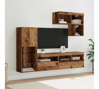 vidaXL Unità per TV a Muro 6 pz Legno vecchio Legno ingegnerizzato